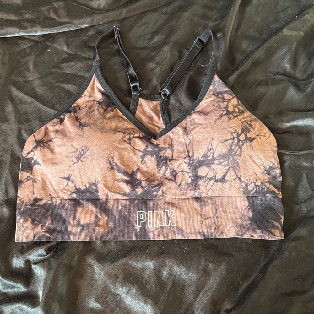 PINK Victoria's Secret Tie-Dye Sports Bra - Black and Brown